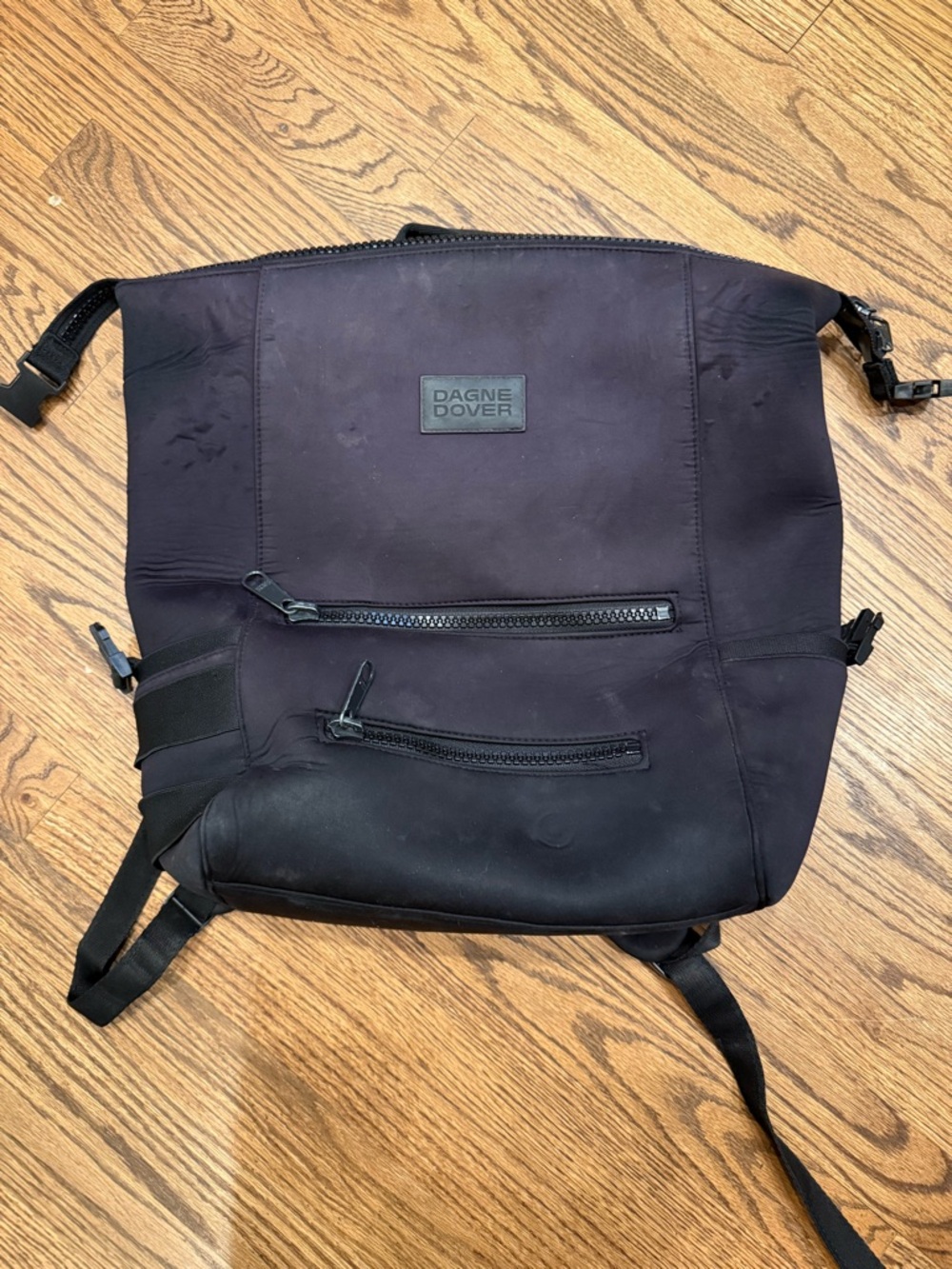 Dagne Dover Black Men’s Backpack with Front Zip Pockets